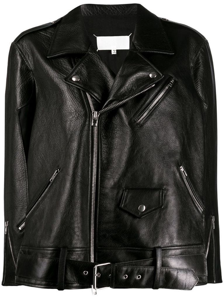 oversized leather biker jacket