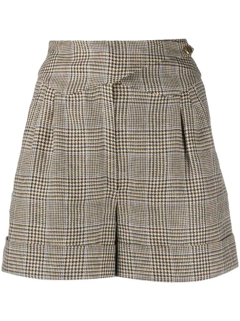 checked high-waisted shorts