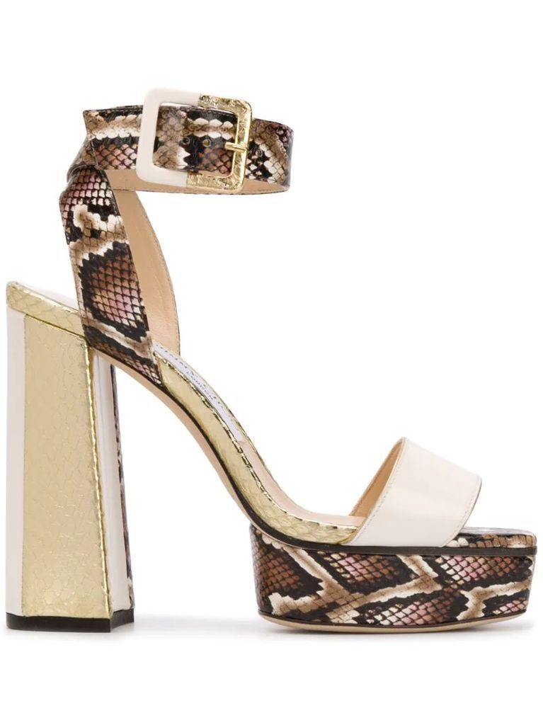 Jax 125mm snakeskin-effect sandals