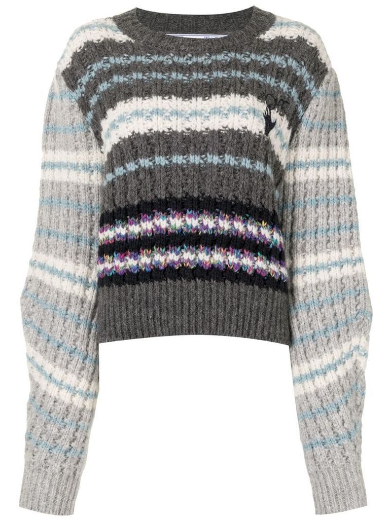 logo-embroidered chunky-knit jumper