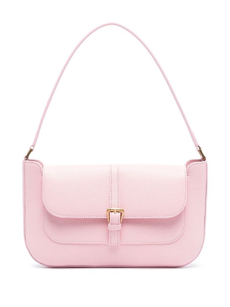 pink leather shoulder bag