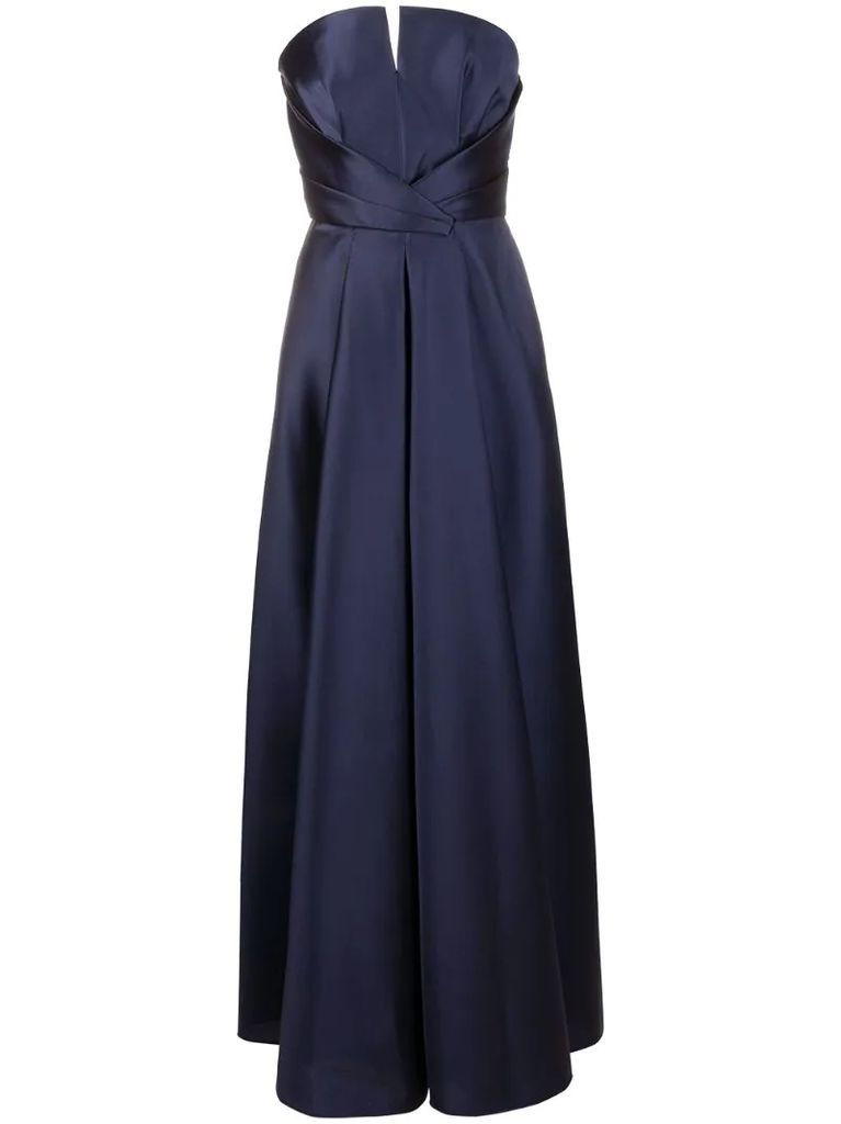 satin sweetheart-neck gathered gown