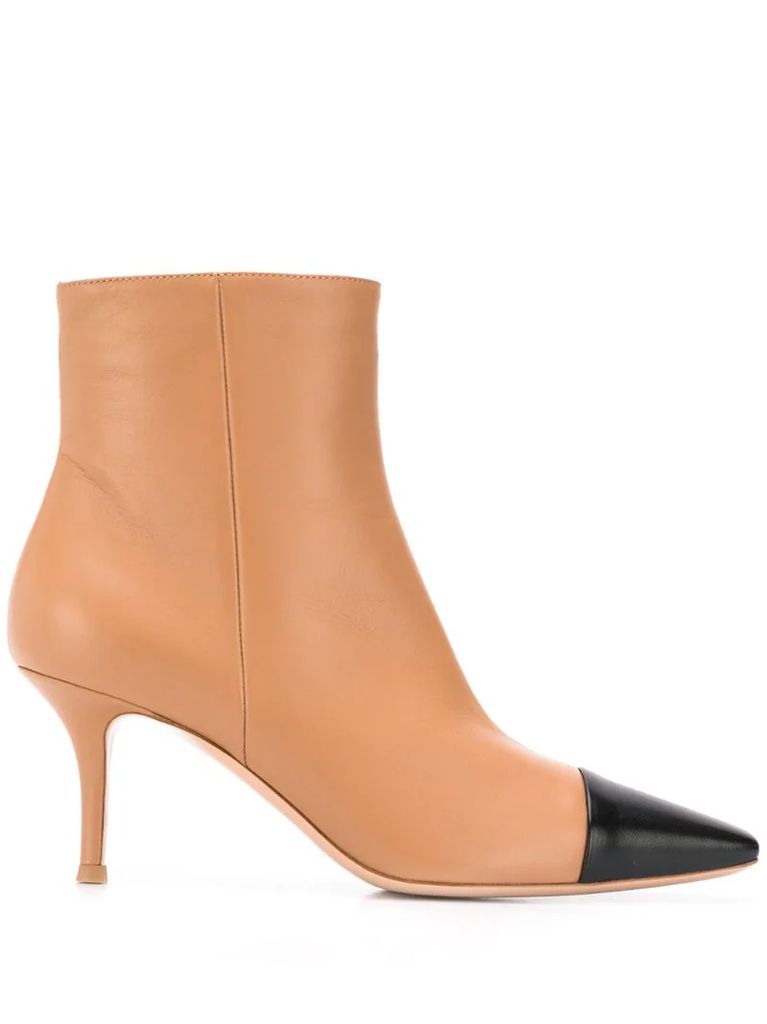 two tone pointed ankle boots