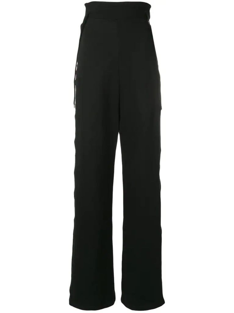 buttoned wide leg track pants