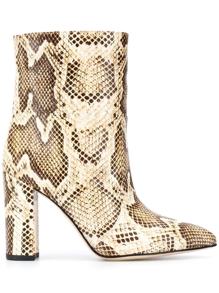 pointed snakeskin effect boots