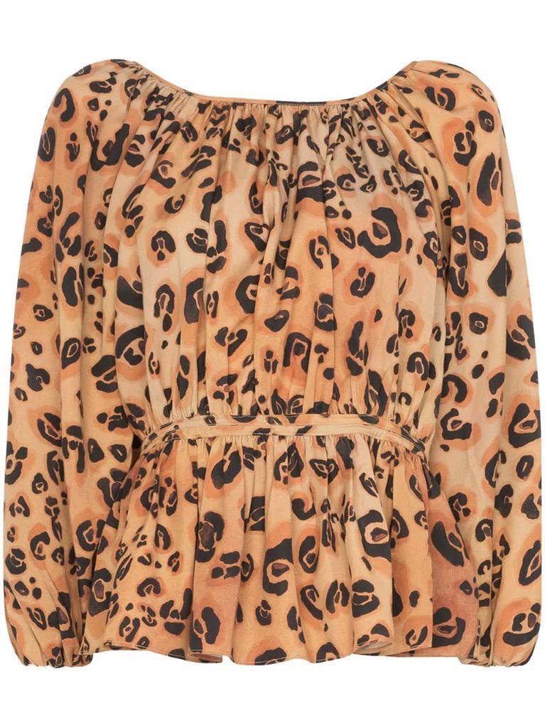 maud leopard print peplum top