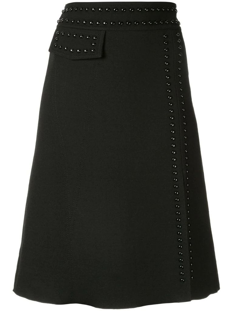 stud embellished A-line skirt