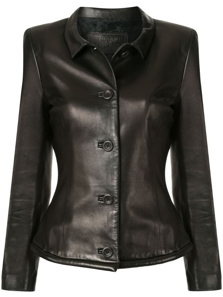 leather buttoned jacket