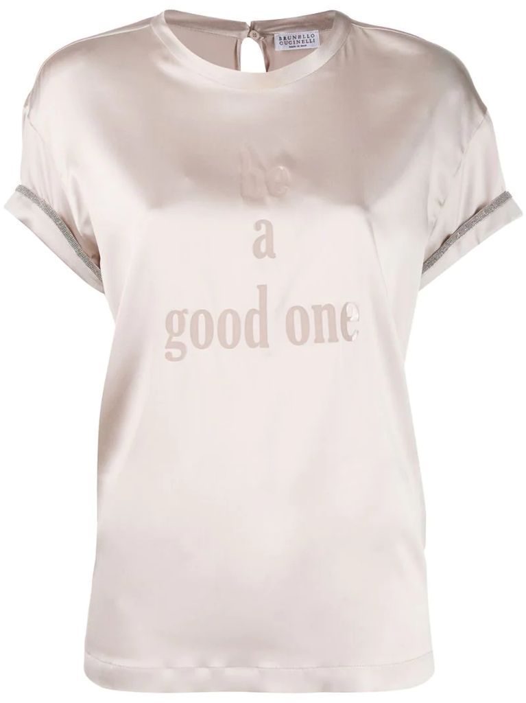 slogan embroidered blouse