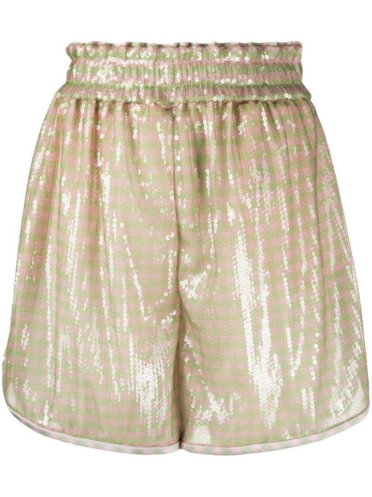 sequin embroidered striped shorts