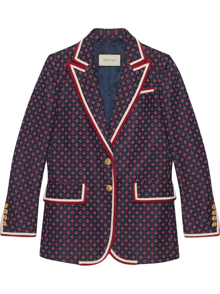 Jacket with geometric jacquard pattern