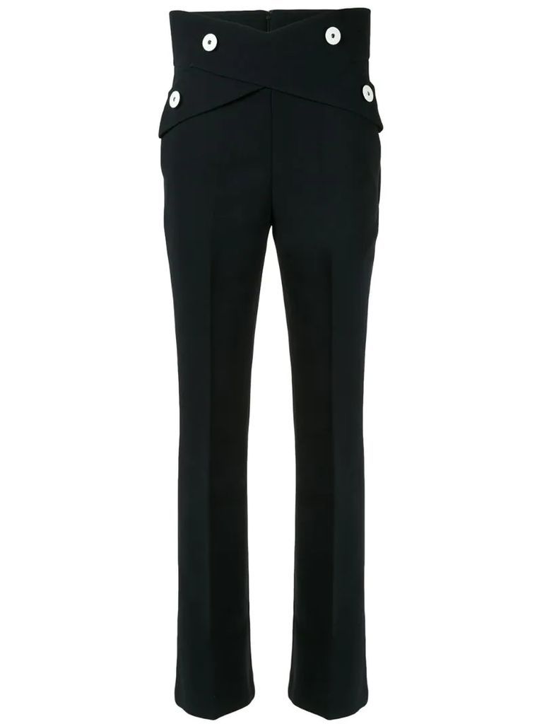 button-embellished flared trousers