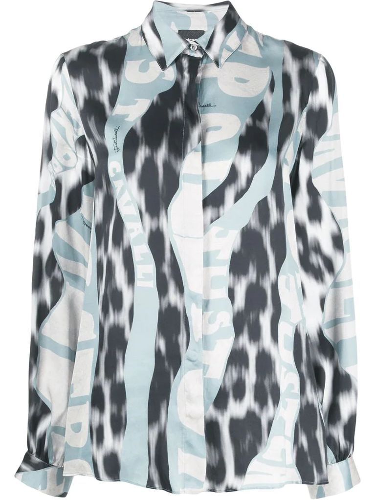 leopard logo-print shirt