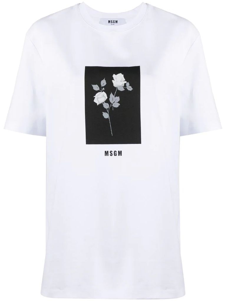 rose print T-shirt