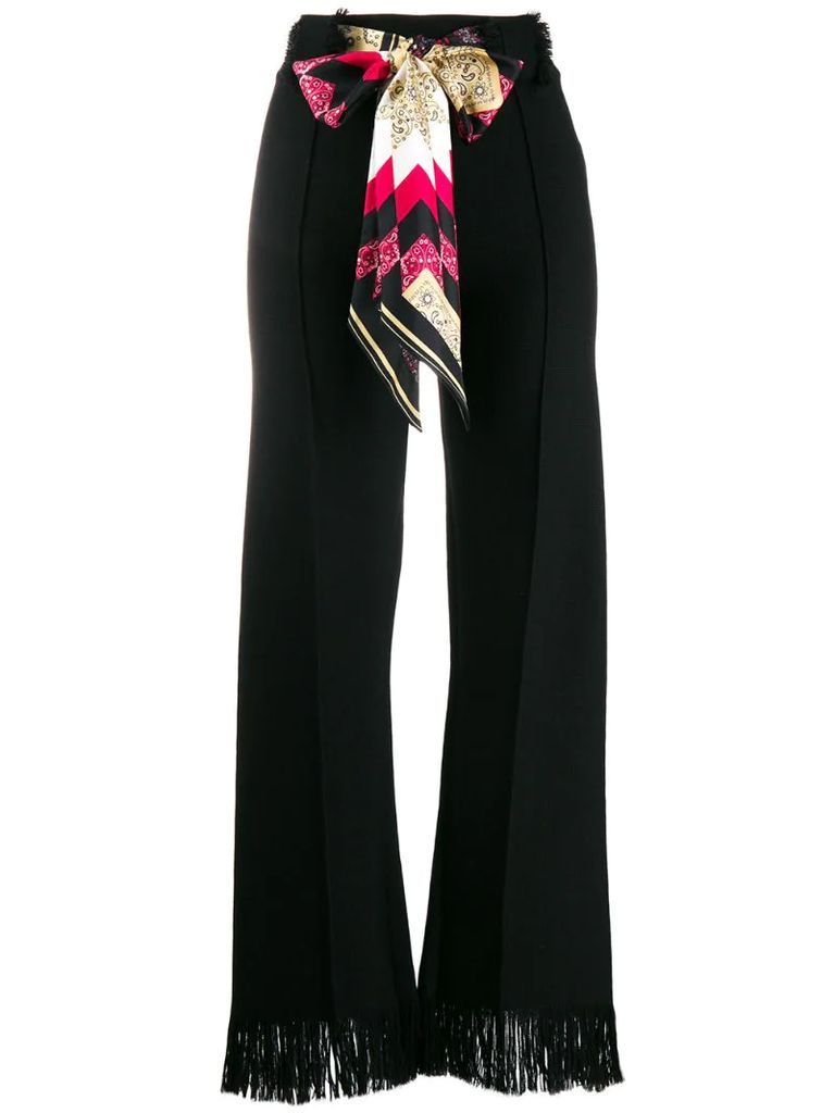 fringed slim-fit trousers