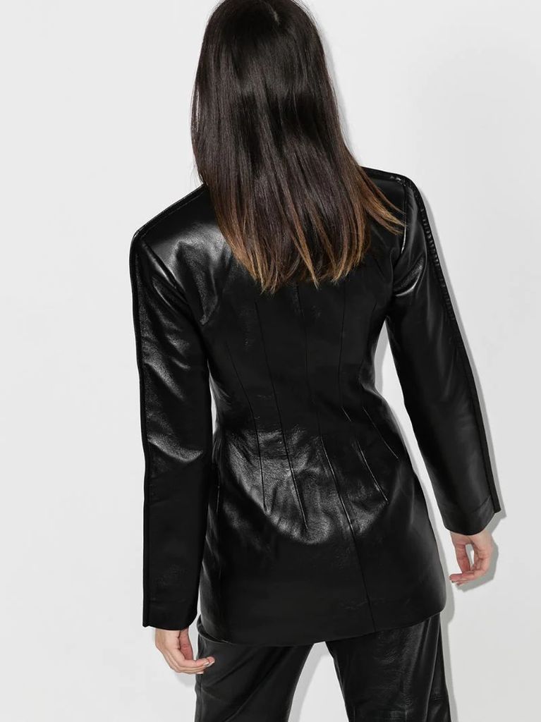 button-down leather effect jacket
