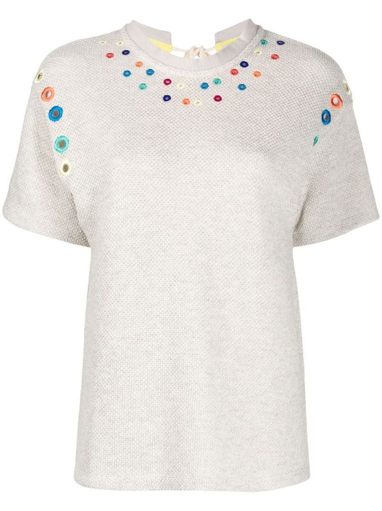 embroidered tie-back T-shirt