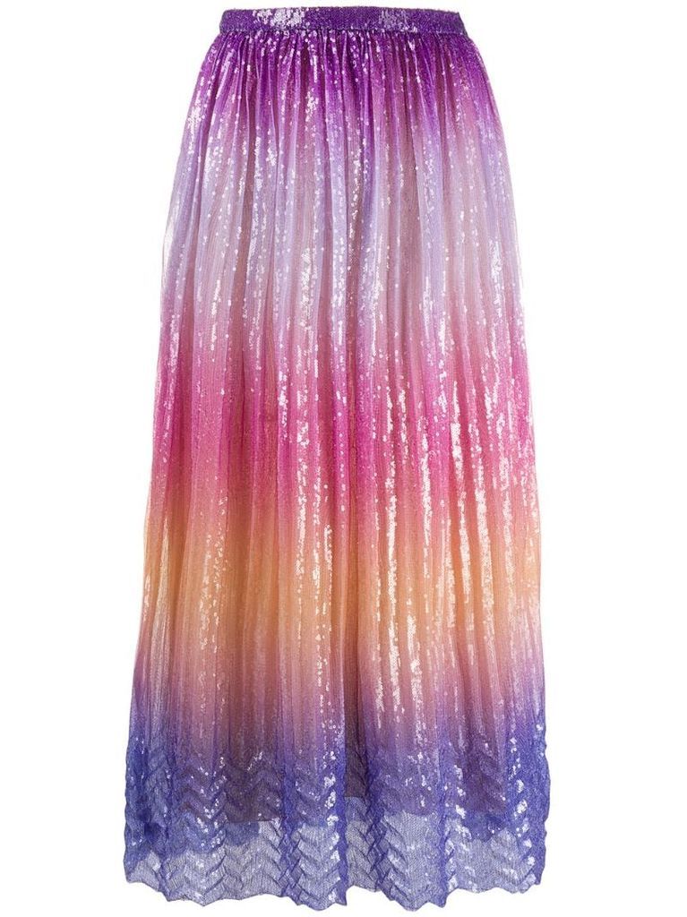 sequin-embellished degradé skirt