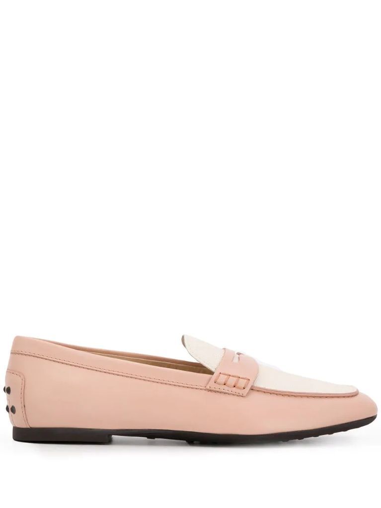 colour-block leather loafers