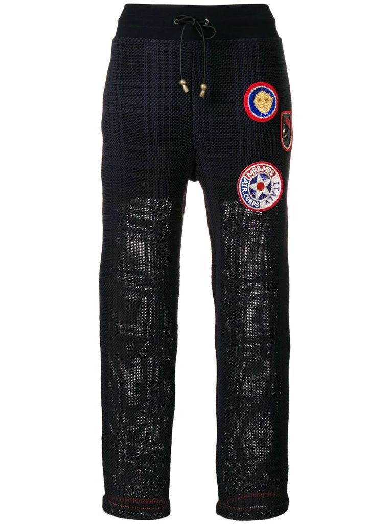 patched tartan joggers