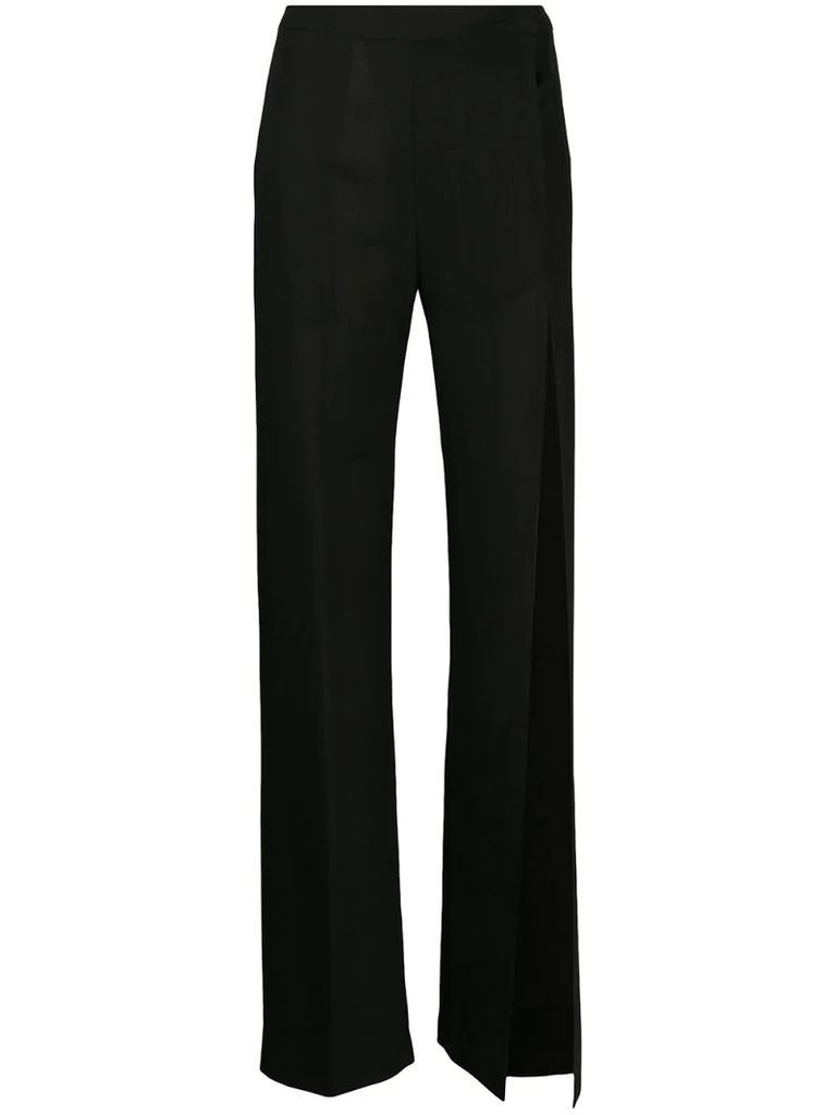 high-waisted slit trousers