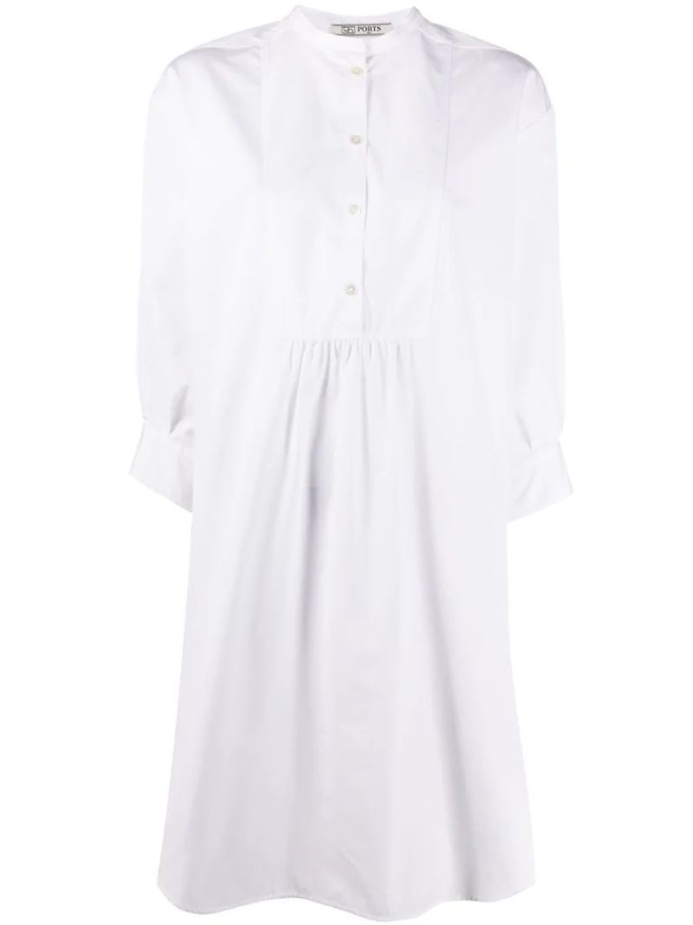 plain long-sleeved shirt dress