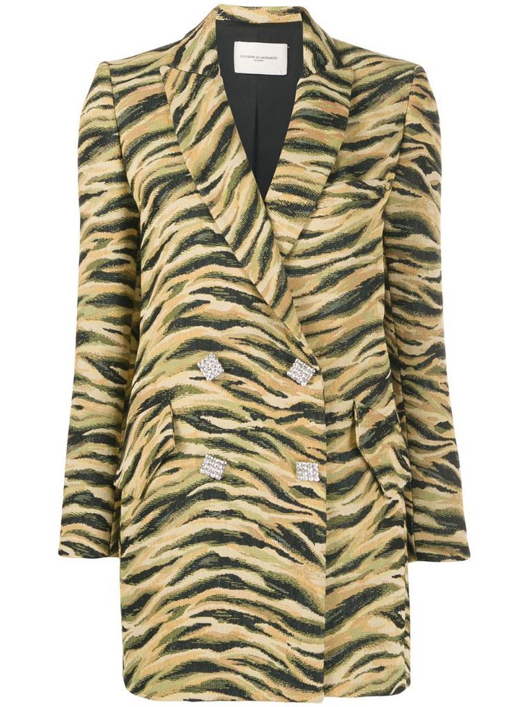 double-breasted animal pattern blazer