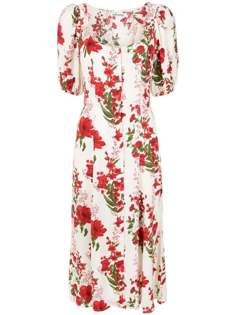 Beechwood floral-print midi-dress