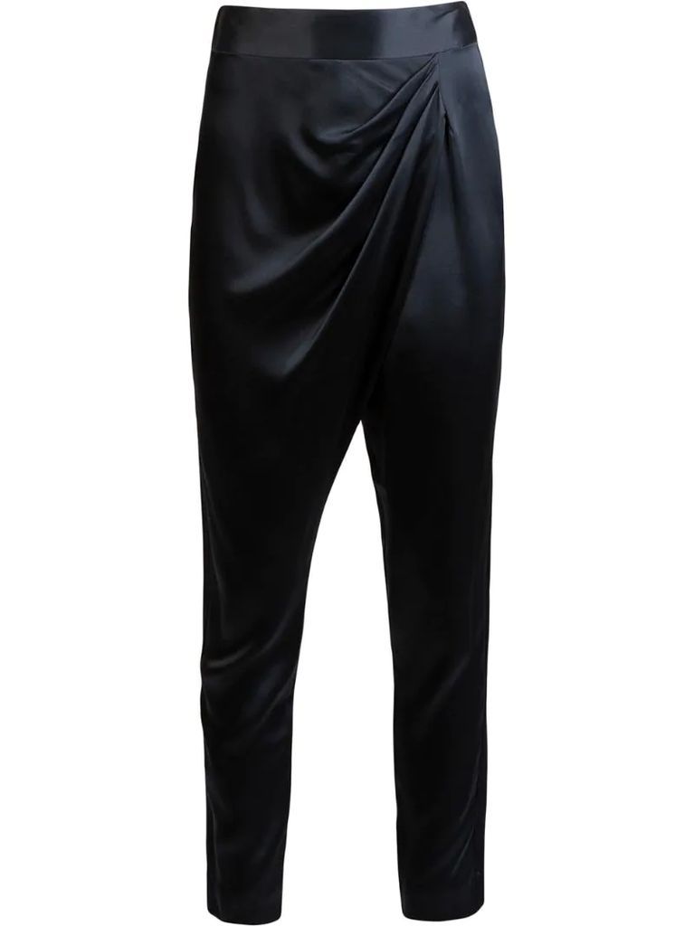 draped-detailing slim-fit trousers