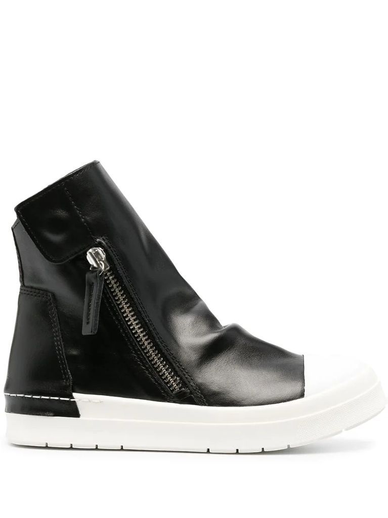 slouch leather high-top sneakers