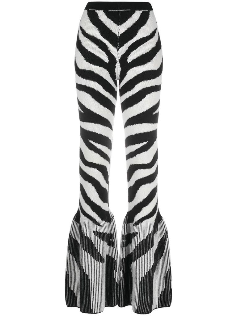 zebra knitted palazzo trousers