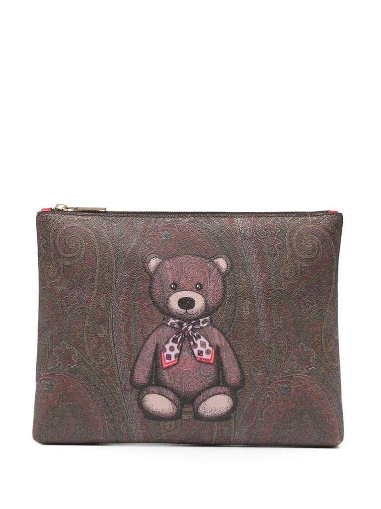 Teddy Bear paisley clutch