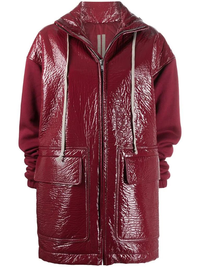 hooded cracked-effect parka