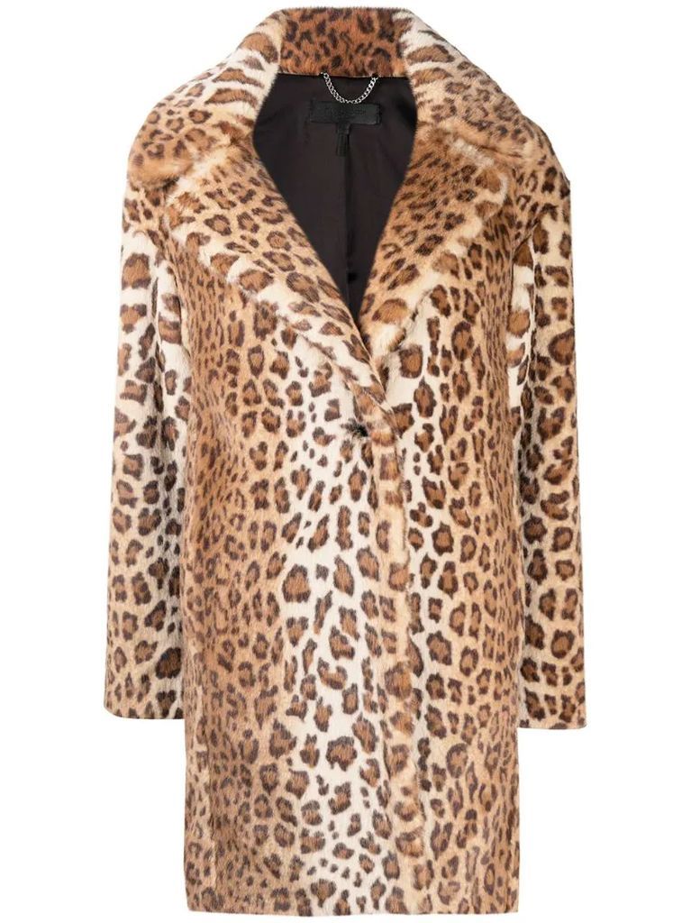 leopard print faux shearling coat