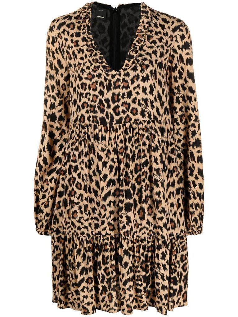 leopard print flounce dress