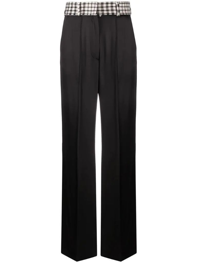 check-print panel trousers