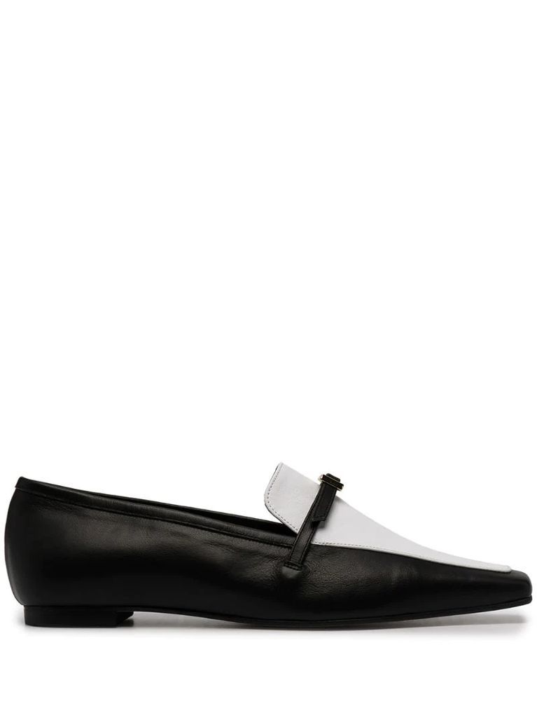 two-tone squared-toe loafers