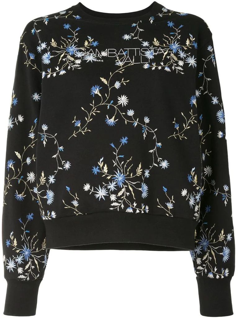 floral-embroidered sweatshirt