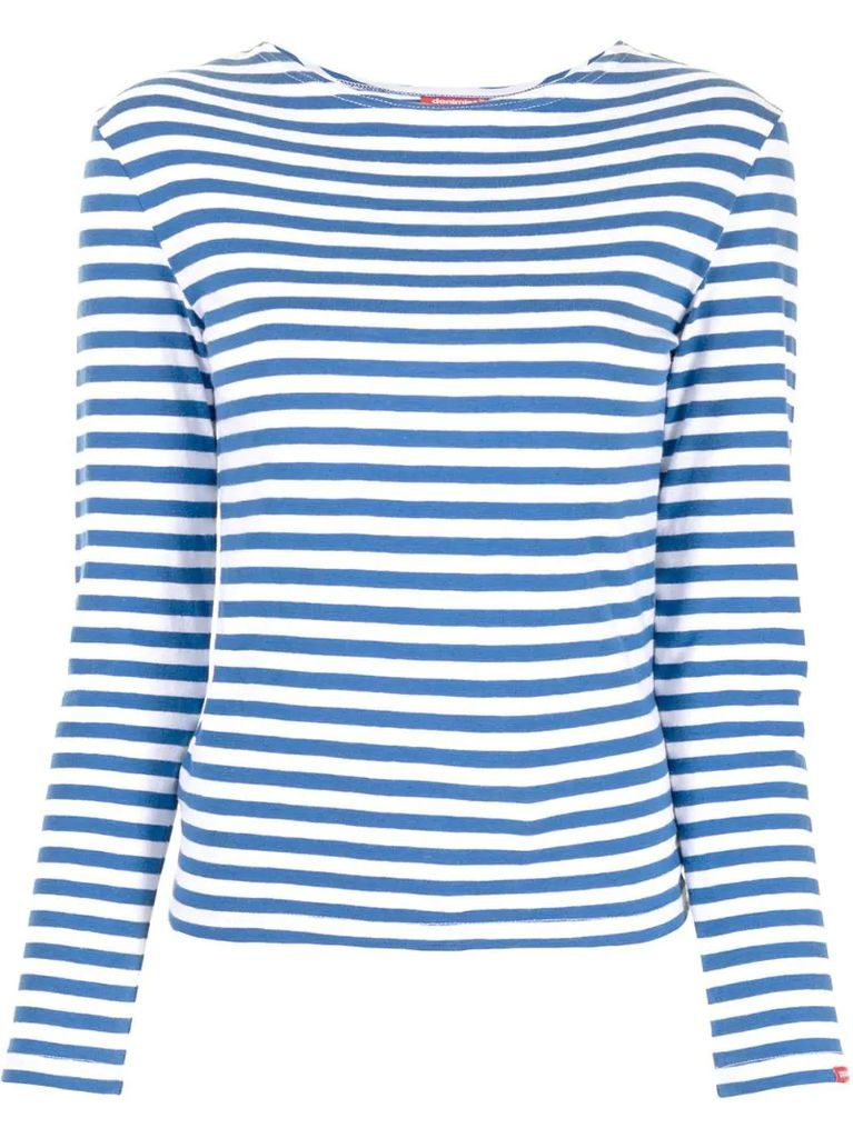 striped cotton long-sleeved top
