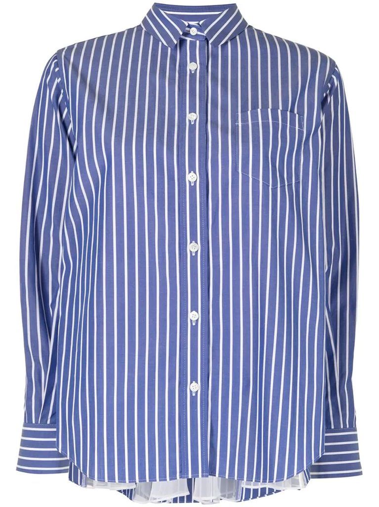 pleated-back striped shirt