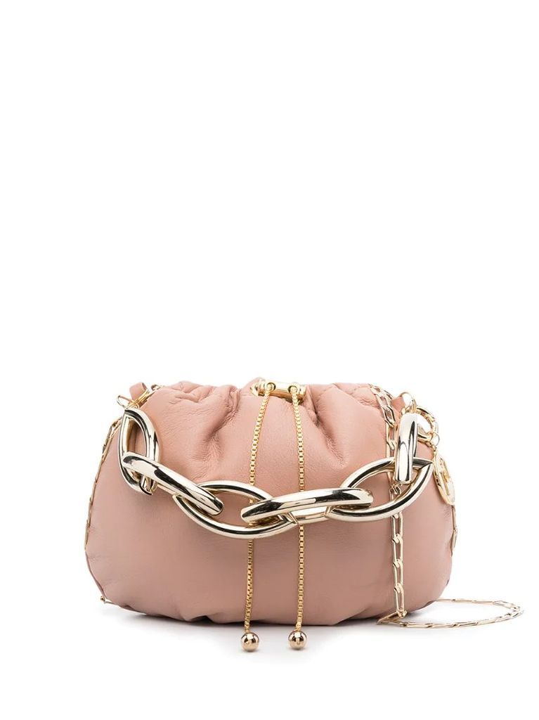 chain-handle leather bag