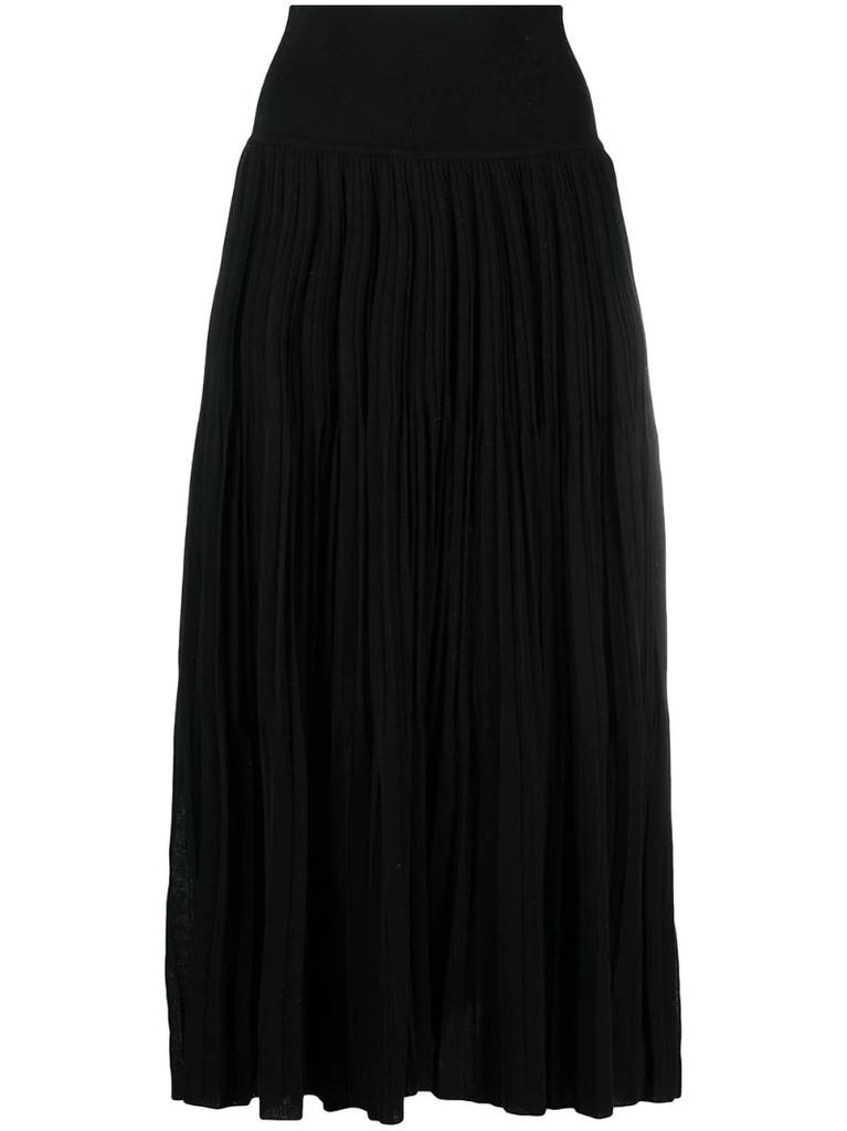 pleated cotton-silk skirt