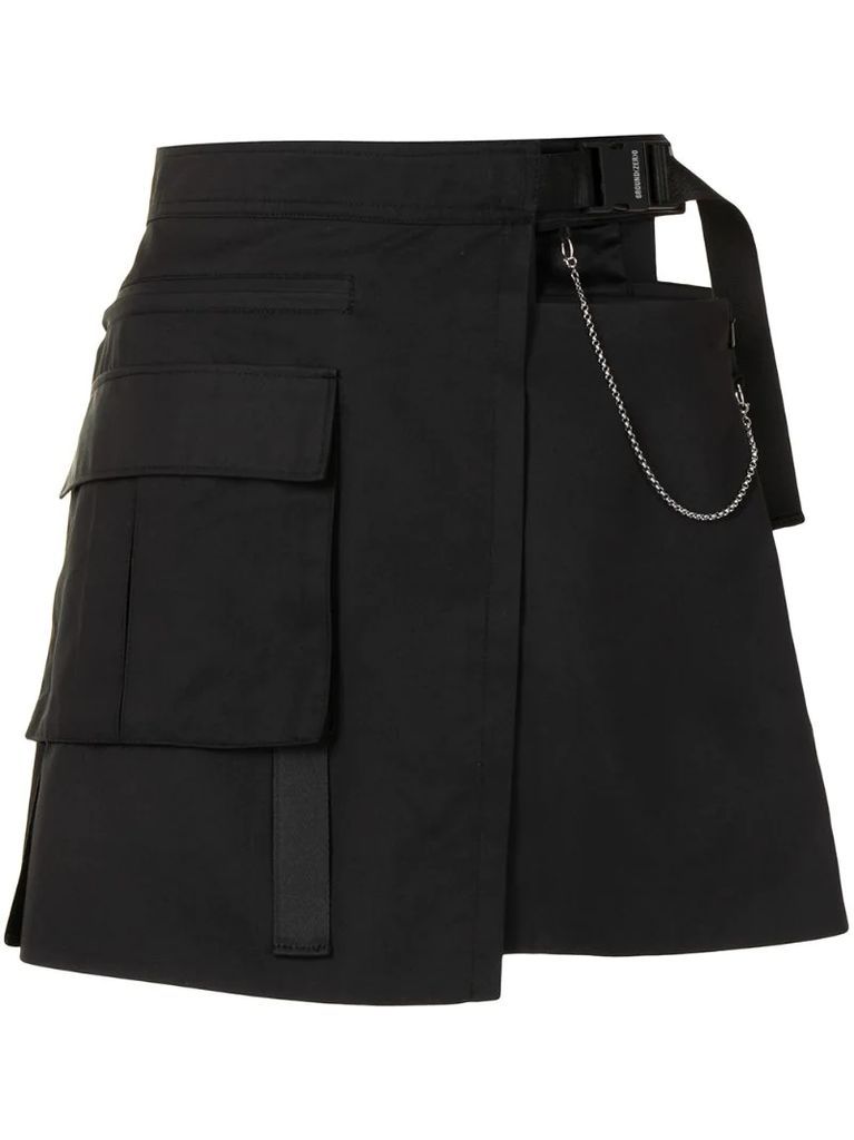 asymmetric cargo pocket mini skirt