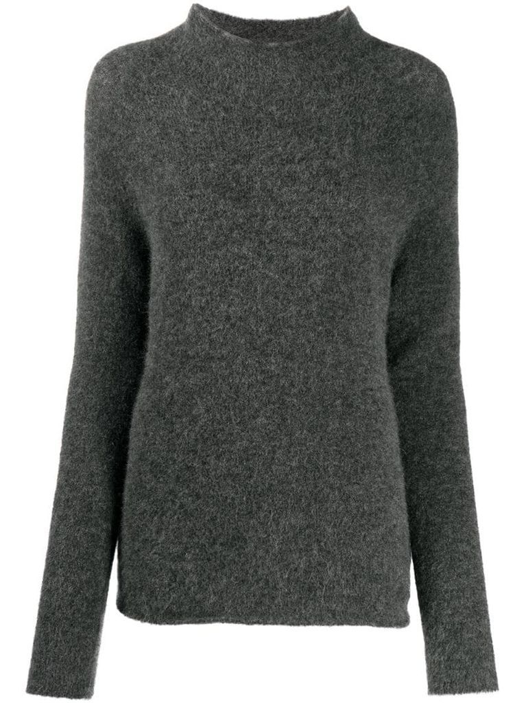 fitted funnel-neck jumper