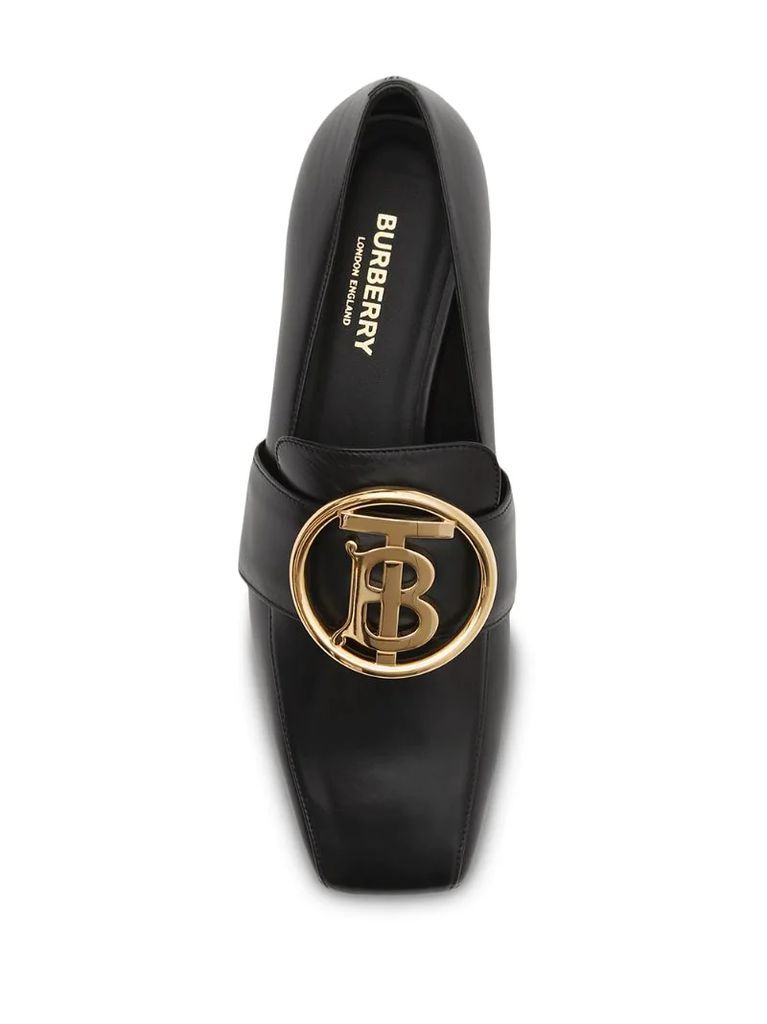 monogram motif leather loafers