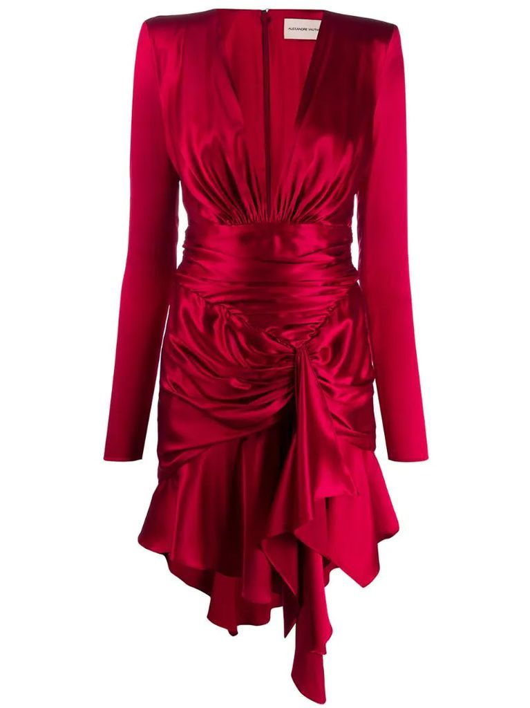 draped satin dress