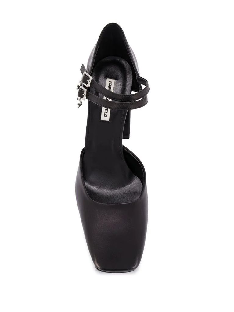 Pyramide double-strap leather pumps