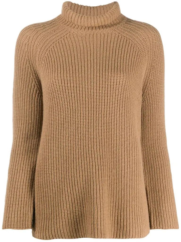 cable knit roll neck jumper
