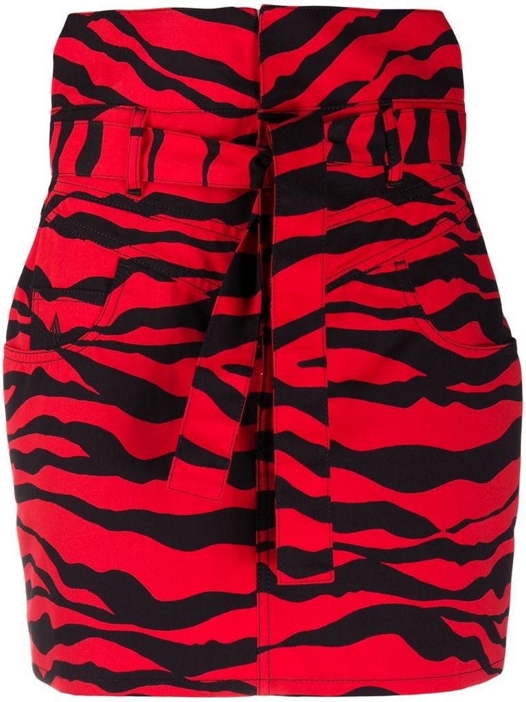 tiger-print mini skirt