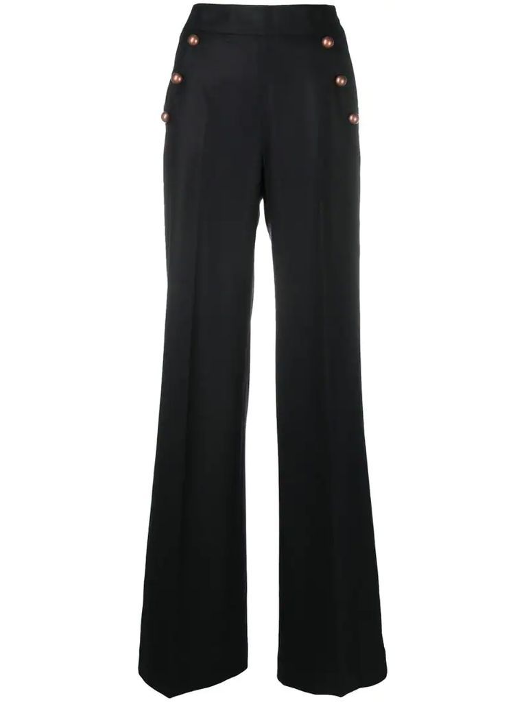 flared button-detail trousers